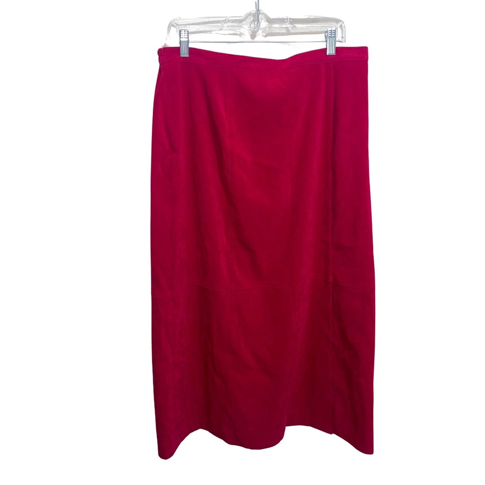 JM Woman Collection By Jennifer Moore Maxi Faux Velvet Raspberry Skirt Sz 16W